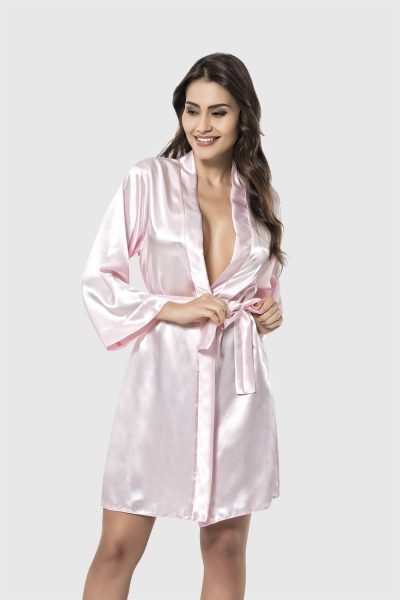 Сатенен халат 7431 pembe