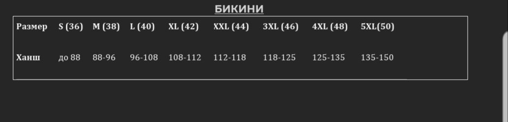 Таблица за размери