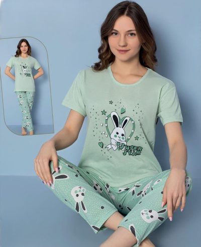 Дамска пижама с къс ръкав 8058