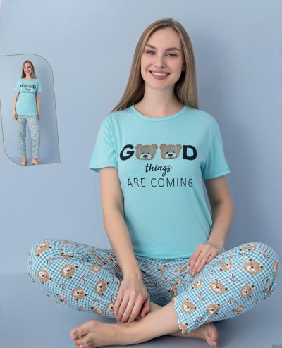 Дамска пижама с къс ръкав 8018